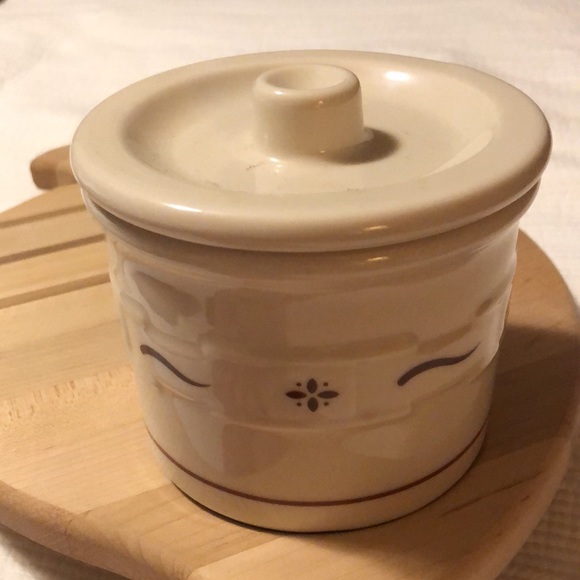 LONGABERGER American Craft 
Acorn Maple Wood Cutting Board + Ceramic Crock NEW - Picture 5 of 16